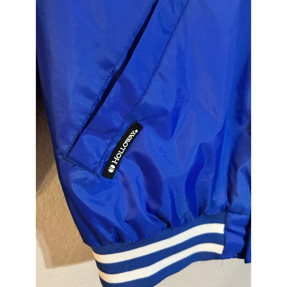 Holloway Mens Blue BC Varsity Bomber Jacket Snap Front Quilted Lined Medium